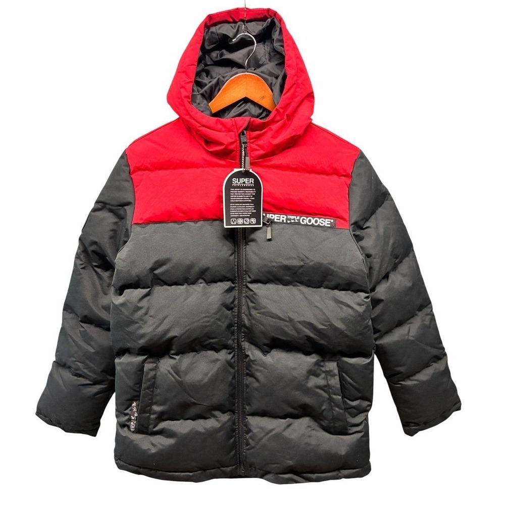 Super Triple Goose Polar Vortex Puffer Jacket Men's S Red Black Hooded NWT